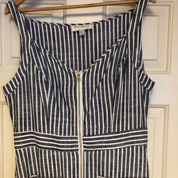 Atelier Blue Dress size 12, linen/rayon - Picture 2 of 8